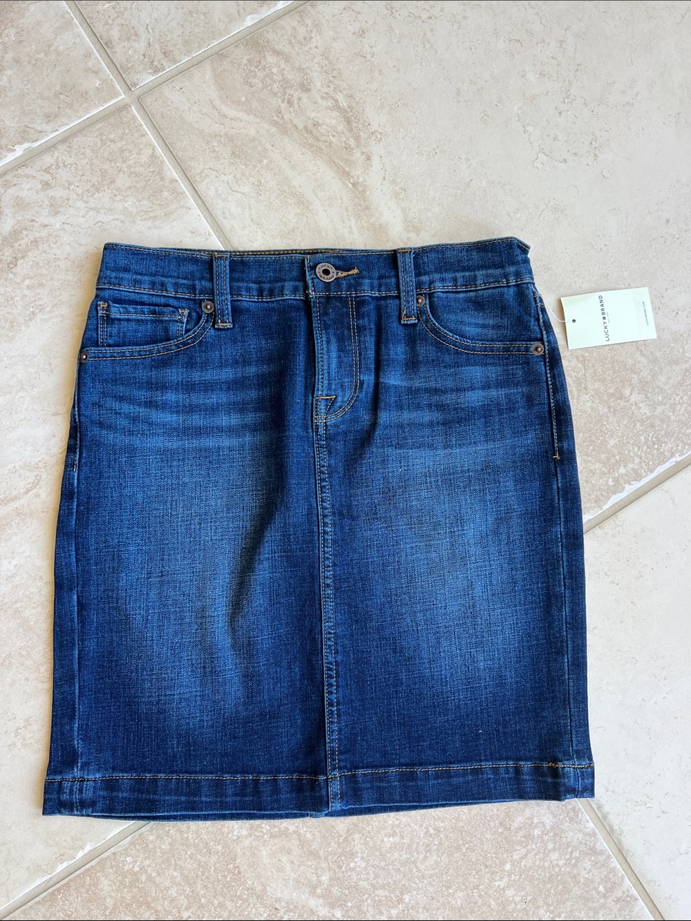 Lucky Brand Dark Blue Denim Pencil Skirt